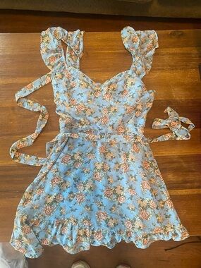 Lily Rose Light Blue Floral Smocked Sundress